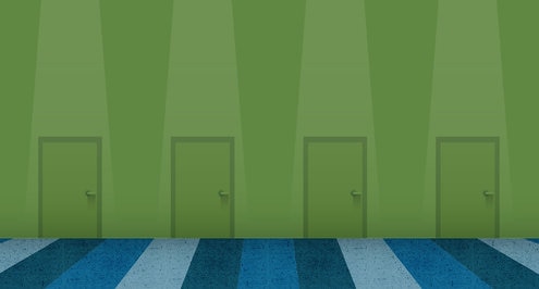 Illustration of four doors to represent the four ways a charitable mission statement can help you give with greater impact